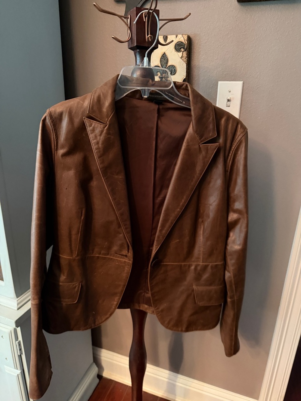 Express Design Studio Brown Leather Jacket - Picture 3 of 9